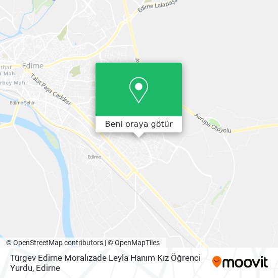 Türgev Edirne Moralızade Leyla Hanım Kız Öğrenci Yurdu harita