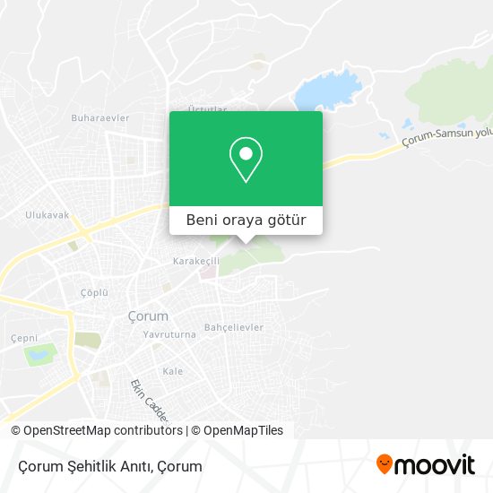 Çorum Şehitlik Anıtı harita