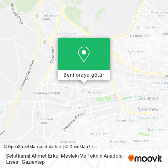 Şehitkamil Ahmet Erkul Mesleki Ve Teknik Anadolu Lisesi harita