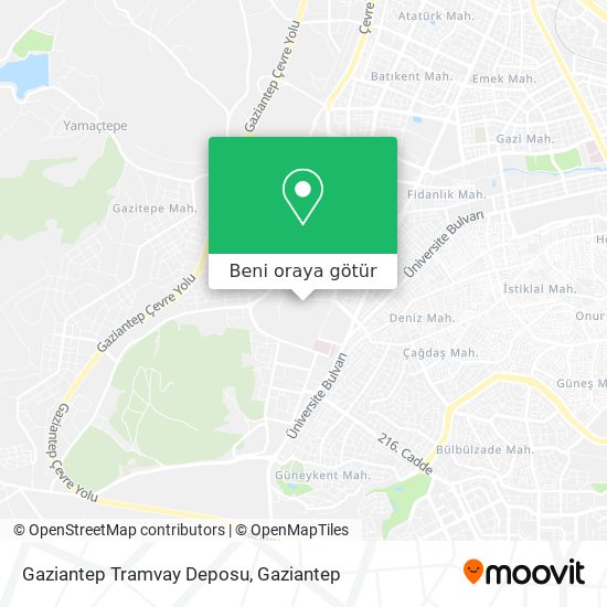 Gaziantep Tramvay Deposu harita