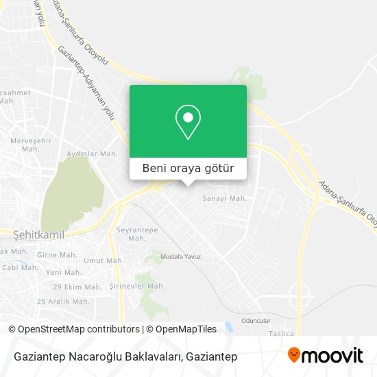 Gaziantep Nacaroğlu Baklavaları harita