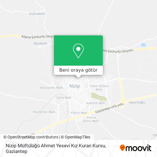 Nizip Müftülüğü Ahmet Yesevi Kız Kuran Kursu harita