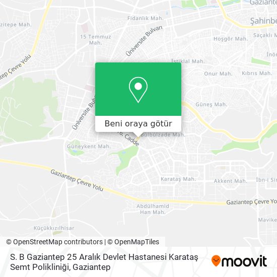 S. B Gaziantep 25 Aralık Devlet Hastanesi Karataş Semt Polikliniği harita