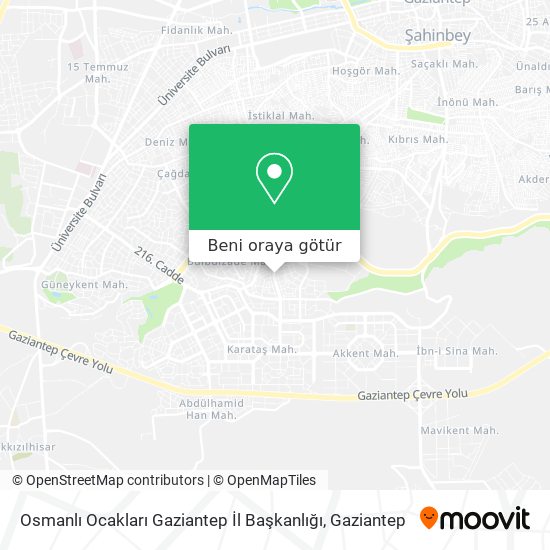Osmanlı Ocakları Gaziantep İl Başkanlığı harita