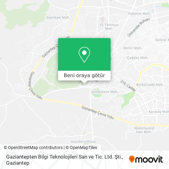 Gaziantepten Bilgi Teknolojileri San ve Tic. Ltd. Şti. harita