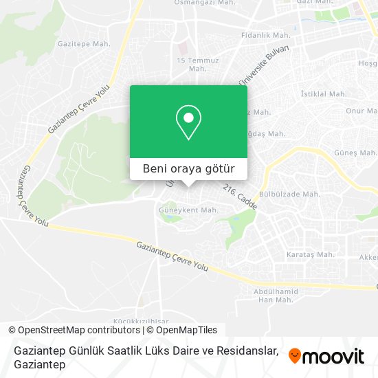 Gaziantep Günlük Saatlik Lüks Daire ve Residanslar harita
