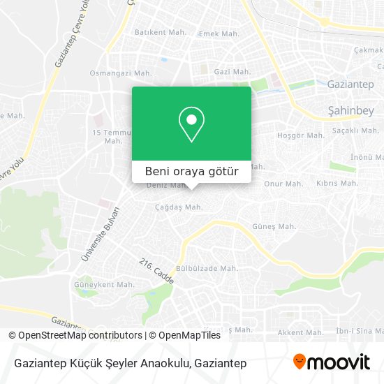 Gaziantep Küçük Şeyler Anaokulu harita