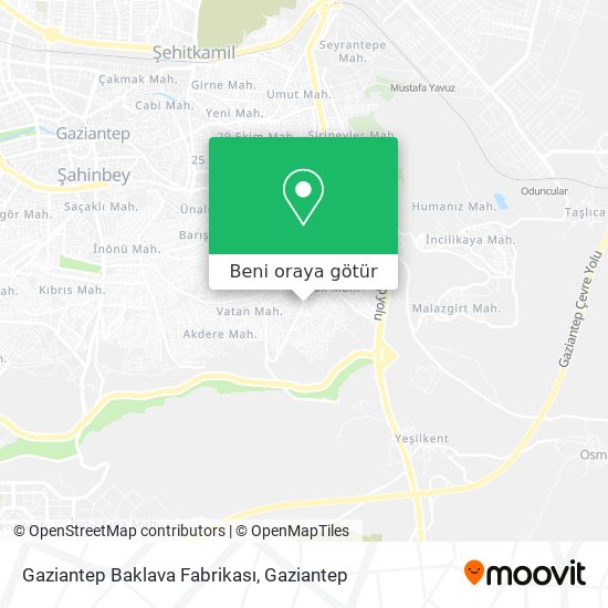 Gaziantep Baklava Fabrikası harita