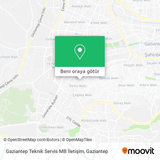 Gaziantep Teknik Servis MB İletişim harita