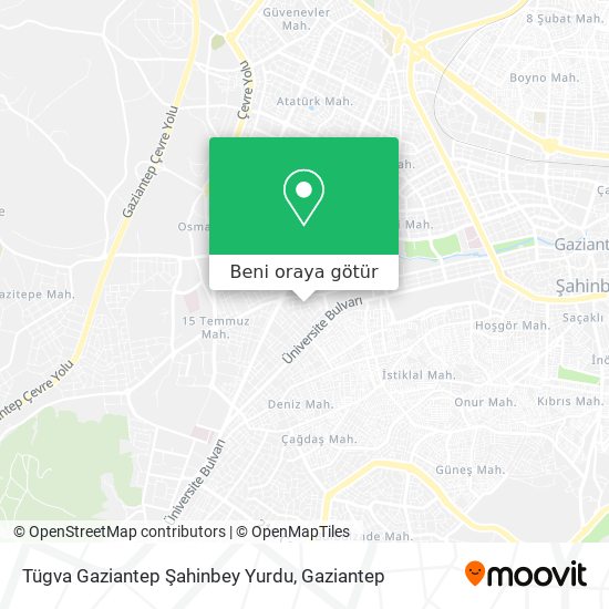 Tügva Gaziantep Şahinbey Yurdu harita