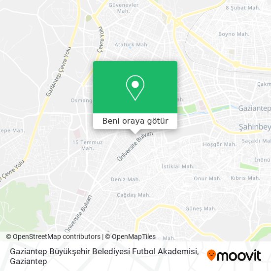Gaziantep Büyükşehir Belediyesi Futbol Akademisi harita