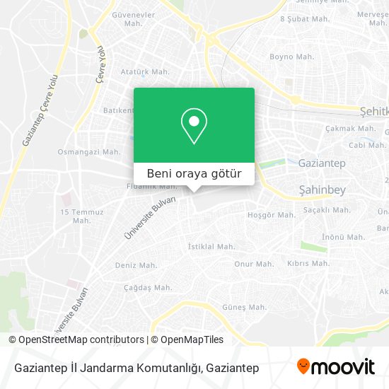 Gaziantep İl Jandarma Komutanlığı harita