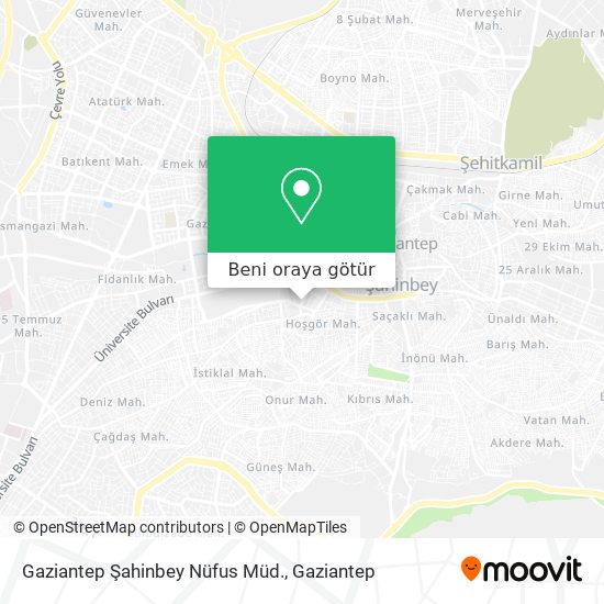Gaziantep Şahinbey Nüfus Müd. harita