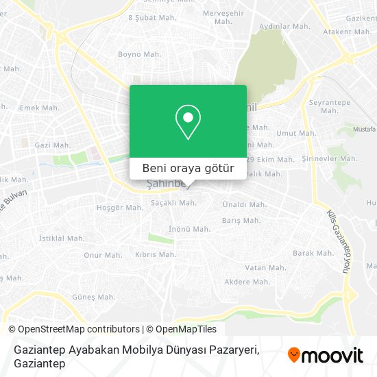 Gaziantep Ayabakan Mobilya Dünyası Pazaryeri harita