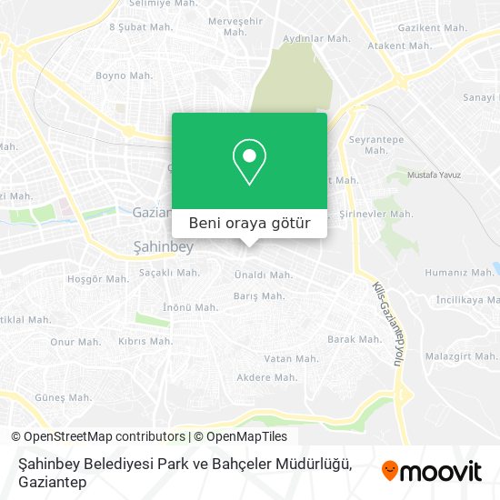 Şahinbey Belediyesi Park ve Bahçeler Müdürlüğü harita