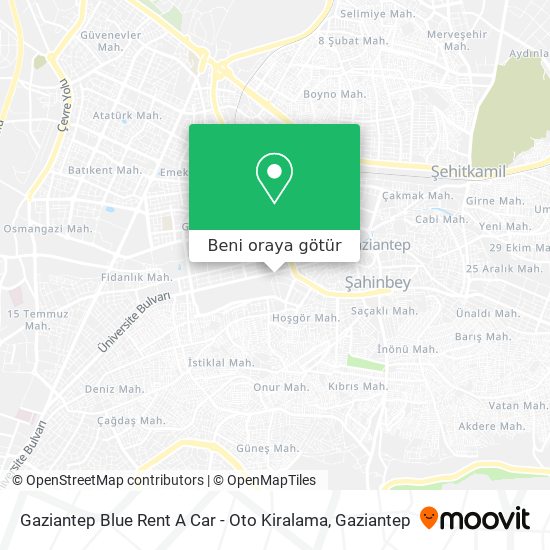 Gaziantep Blue Rent A Car - Oto Kiralama harita