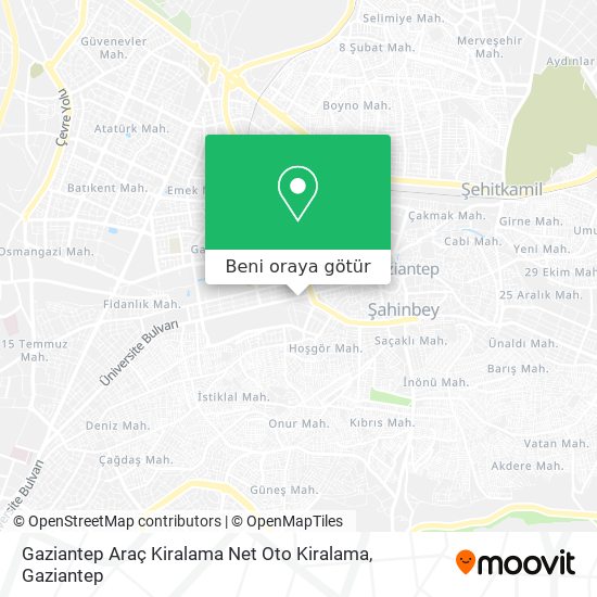 Gaziantep Araç Kiralama Net Oto Kiralama harita