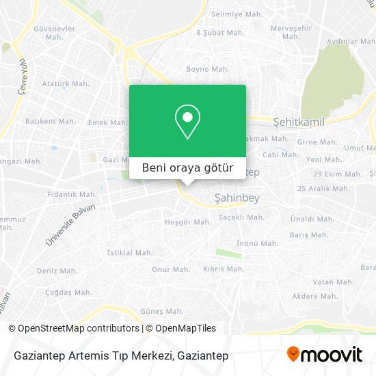 Gaziantep Artemis Tıp Merkezi harita