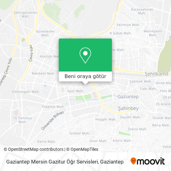 Gaziantep Mersin Gazitur Öğr Servisleri harita