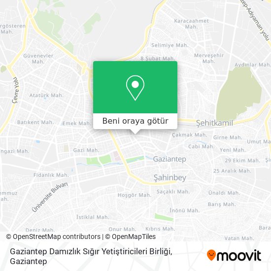 Gaziantep Damızlık Sığır Yetiştiricileri Birliği harita
