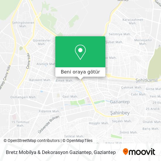 Bretz Mobilya & Dekorasyon Gaziantep harita