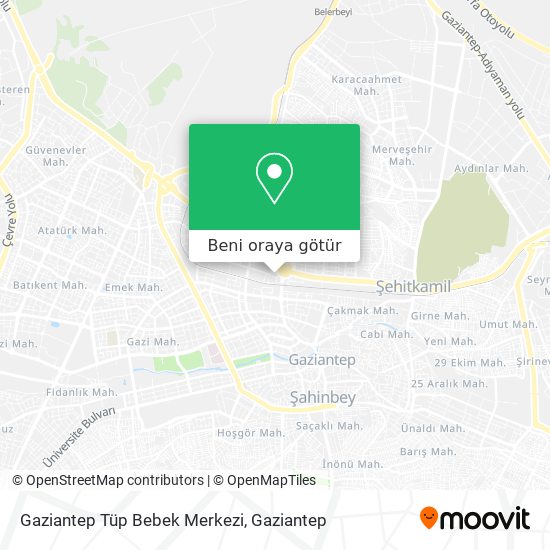 Gaziantep Tüp Bebek Merkezi harita