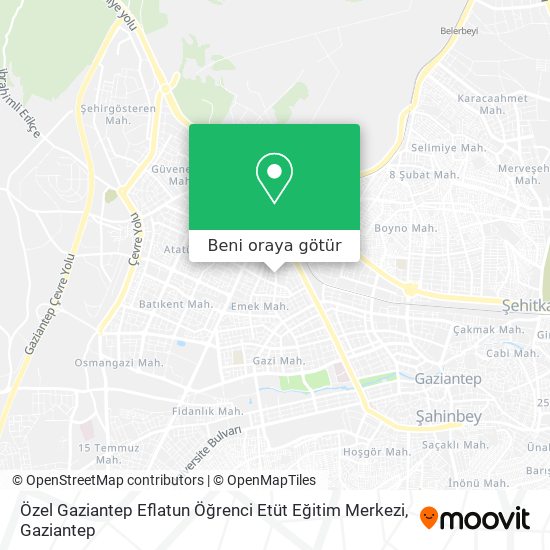 Özel Gaziantep Eflatun Öğrenci Etüt Eğitim Merkezi harita