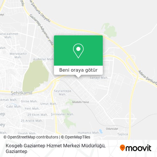 Kosgeb Gaziantep Hizmet Merkezi Müdürlüğü harita
