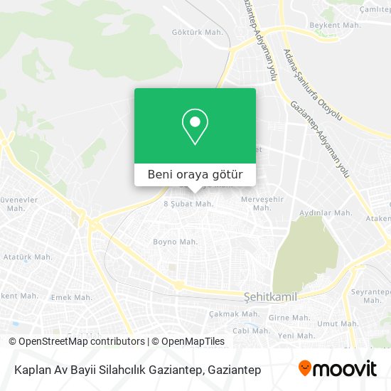 Kaplan Av Bayii Silahcılık Gaziantep harita