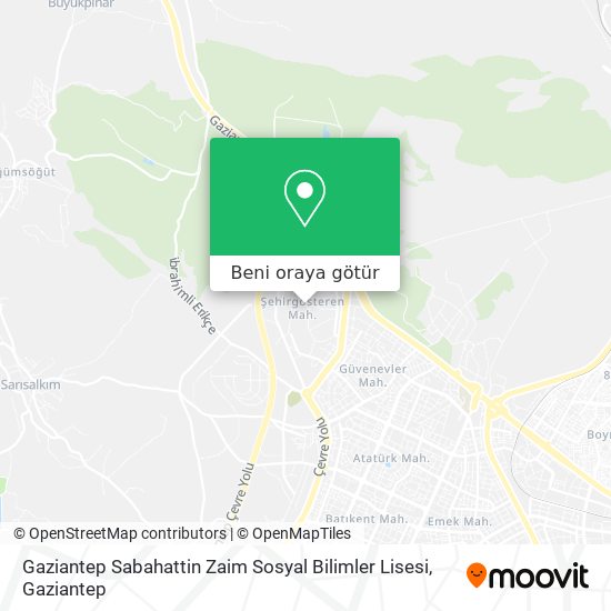 Gaziantep Sabahattin Zaim Sosyal Bilimler Lisesi harita