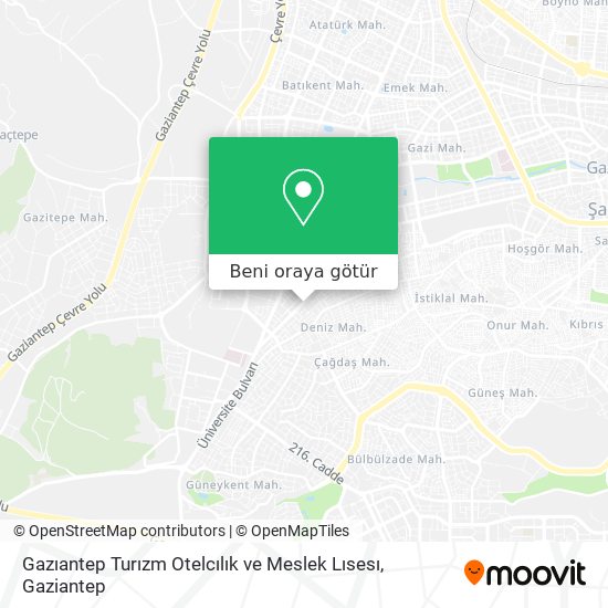 Gazıantep Turızm Otelcılık ve Meslek Lısesı harita