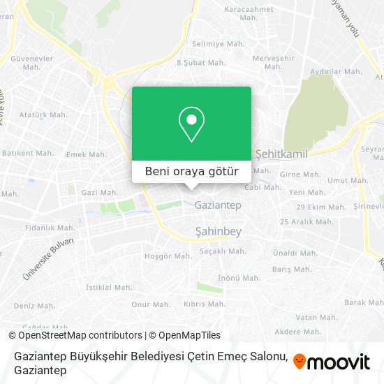 Gaziantep Büyükşehir Belediyesi Çetin Emeç Salonu harita