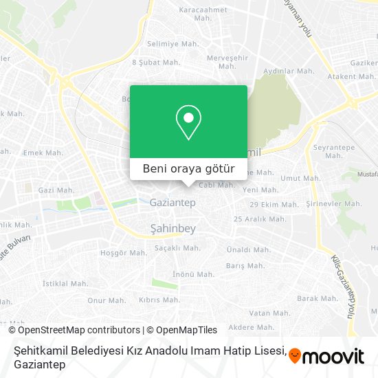 Şehitkamil Belediyesi Kız Anadolu Imam Hatip Lisesi harita