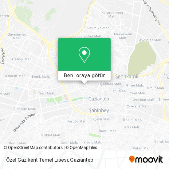 Özel Gazikent Temel Lisesi harita