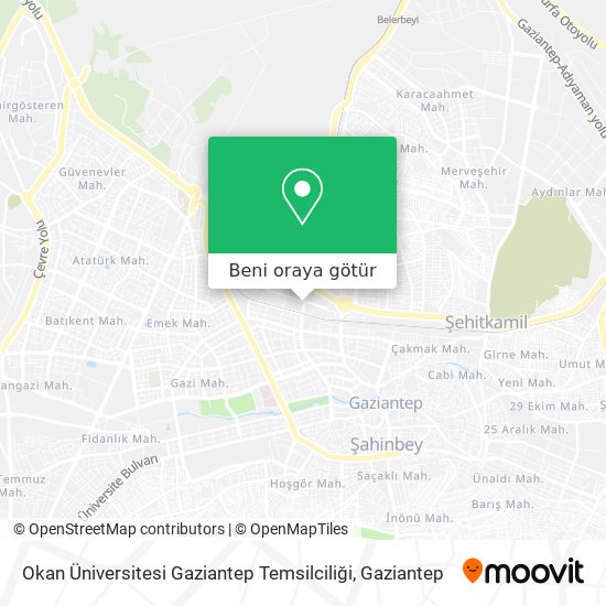 Okan Üniversitesi Gaziantep Temsilciliği harita