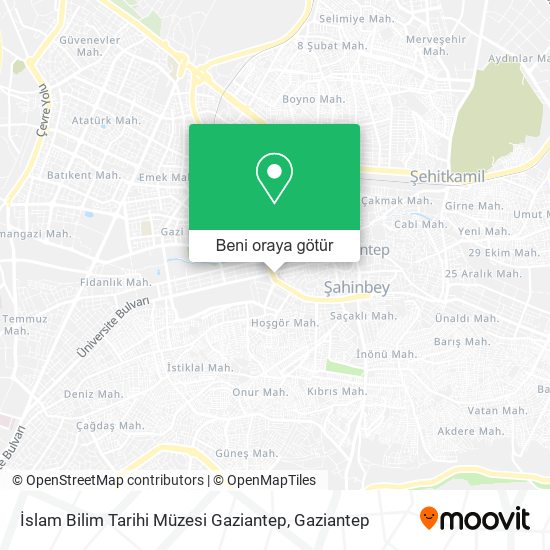 İslam Bilim Tarihi Müzesi Gaziantep harita