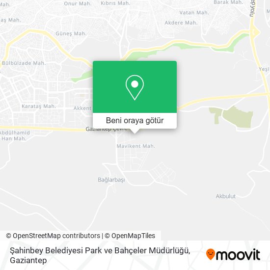 Şahinbey Belediyesi Park ve Bahçeler Müdürlüğü harita