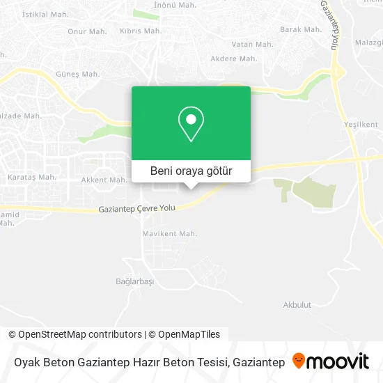 Oyak Beton Gaziantep Hazır Beton Tesisi harita