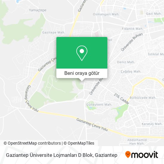 Gaziantep Üniversite Lojmanları D Blok harita