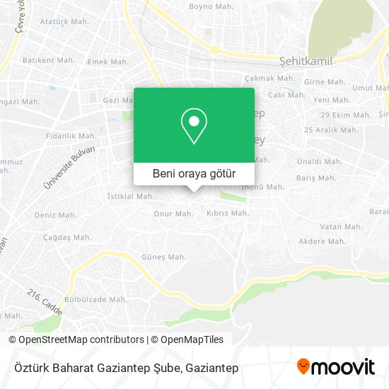 Öztürk Baharat Gaziantep Şube harita