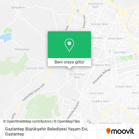 Gaziantep Büyükşehir Belediyesi Yaşam Evi harita