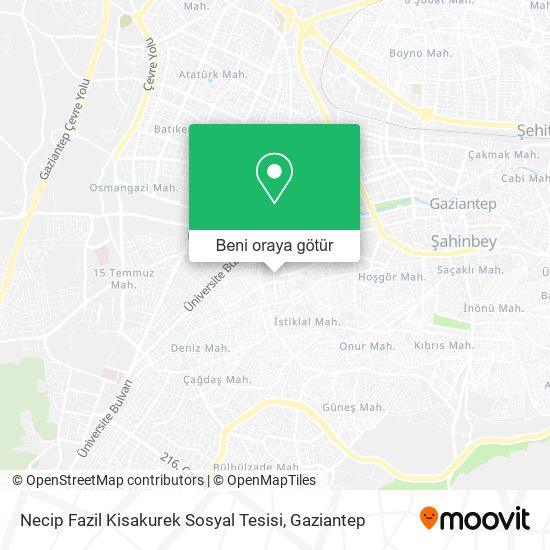 Necip Fazil Kisakurek Sosyal Tesisi harita