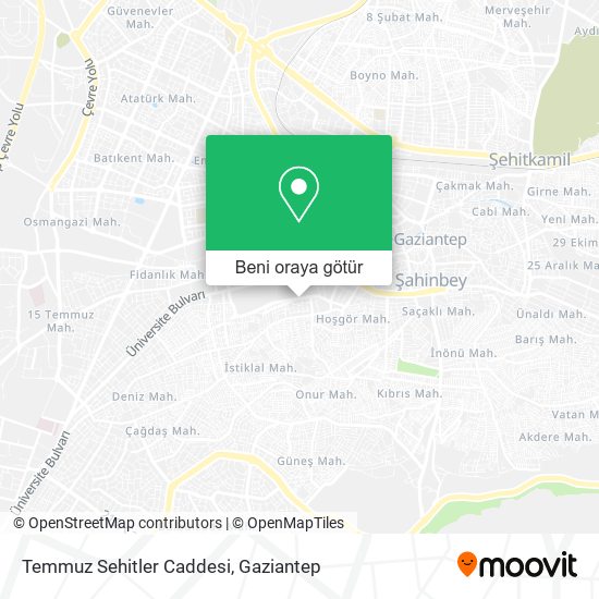 Temmuz Sehitler Caddesi harita