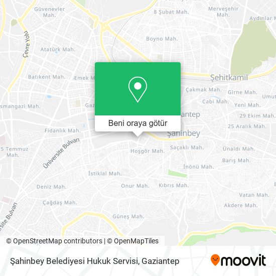 Şahinbey Belediyesi Hukuk Servisi harita