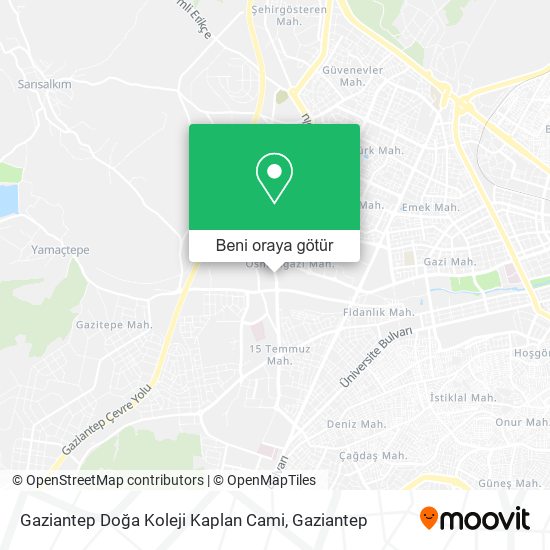 Gaziantep Doğa Koleji Kaplan Cami harita