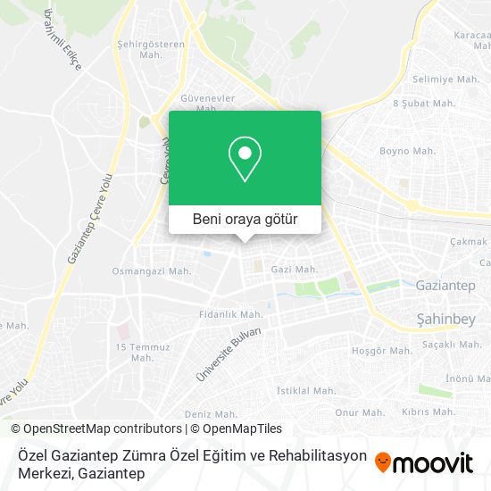 Özel Gaziantep Zümra Özel Eğitim ve Rehabilitasyon Merkezi harita