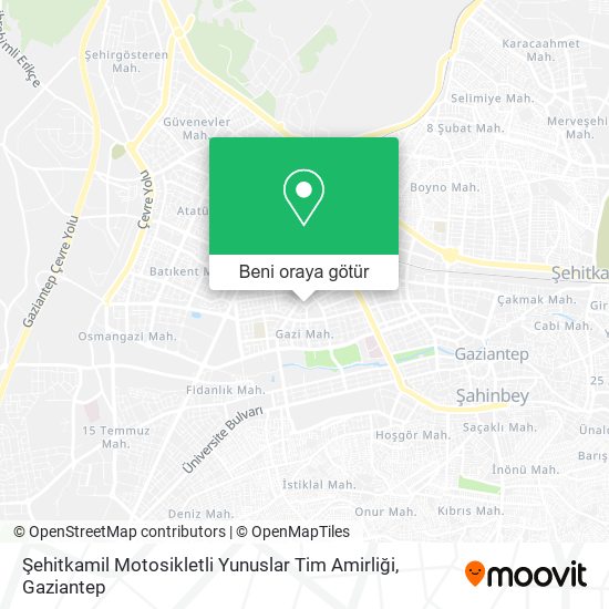 Şehitkamil Motosikletli Yunuslar Tim Amirliği harita