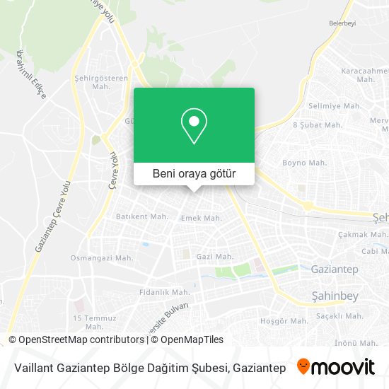 Vaillant Gaziantep Bölge Dağitim Şubesi harita