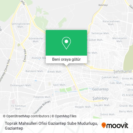 Toprak Mahsulleri Ofisi Gaziantep Sube Mudurlugu harita