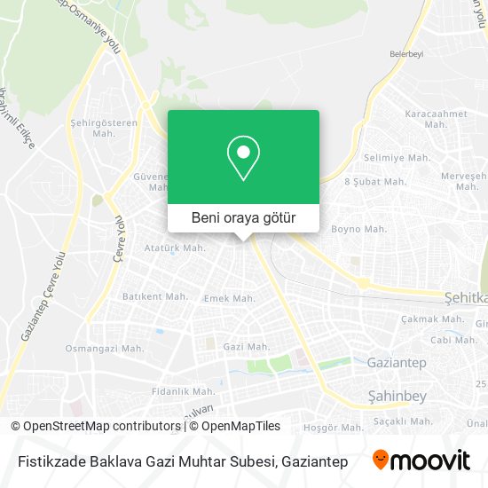 Fistikzade Baklava Gazi Muhtar Subesi harita